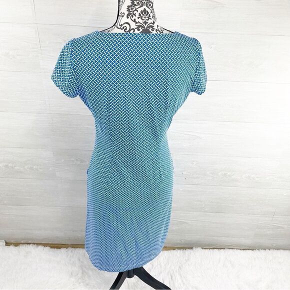 J. McLaughlin Crosshatch Scoop Neck Stretch Fit & Flare Midi Dress - Picture 5 of 10